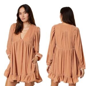 Free People Estella Velvet Mini Dress In Rose Pearl Size Medium NWOT